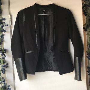 EUC H&M black blazer w/ fake leather accents